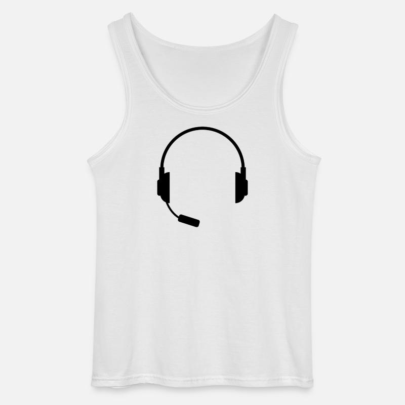 Headset mit Mikrofon - Gildan Männer Tank Top - Weiß