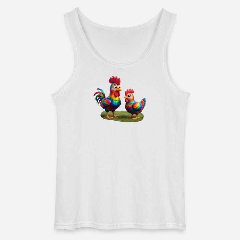 Hahn mit Henne - Gildan Männer Tank Top - Weiß
