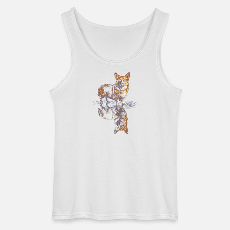 Wasserreflex Corgi - Gildan Männer Tank Top - Weiß