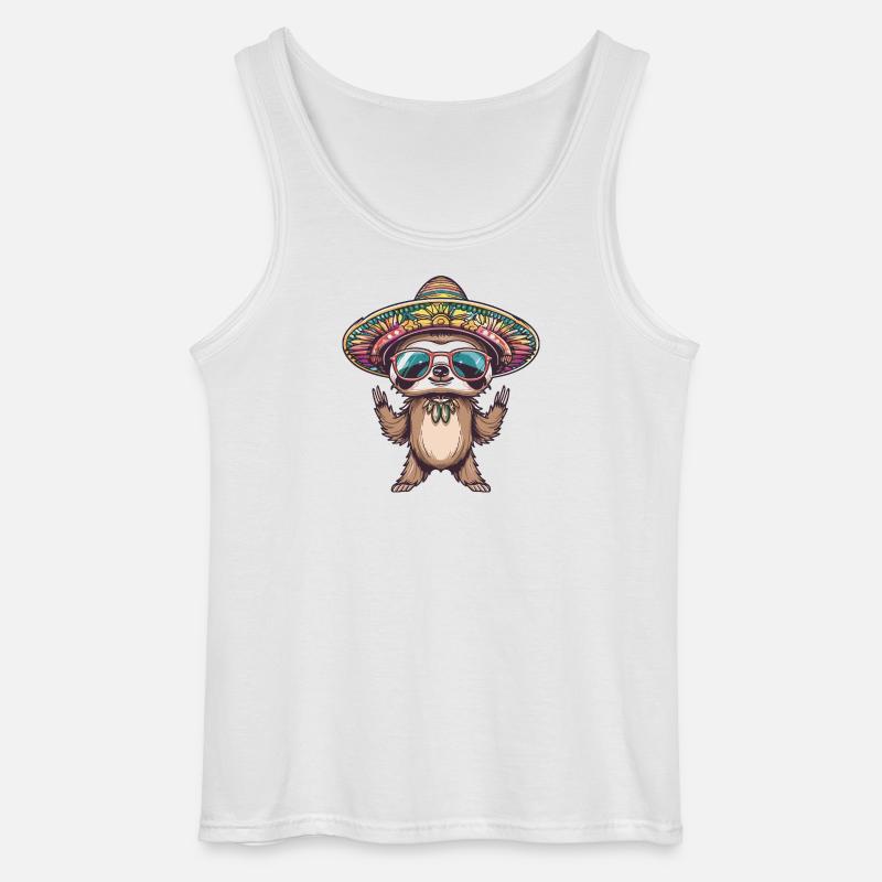 Faultier Lustig Sombrero - Gildan Männer Tank Top - Weiß