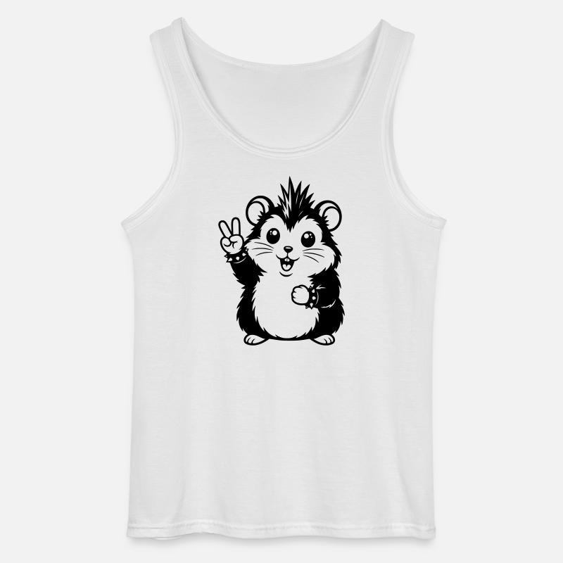 Punker Hamster mit Peace Zeichen - Gildan Männer Tank Top - Weiß