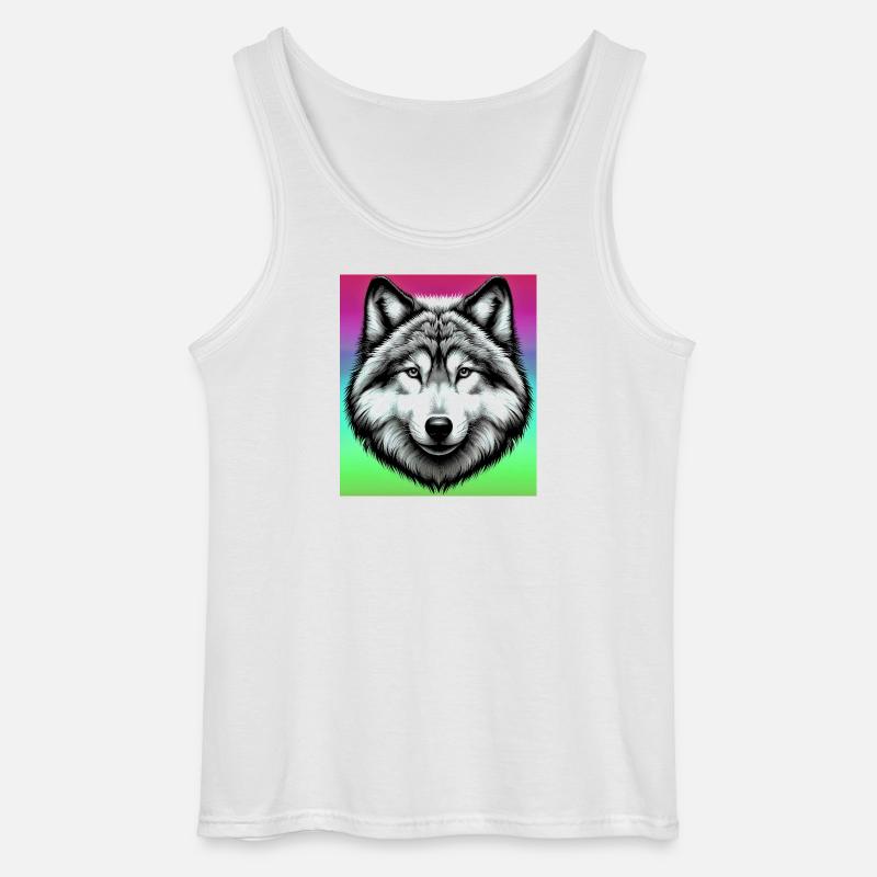 Wolf - Gildan Männer Tank Top - Weiß