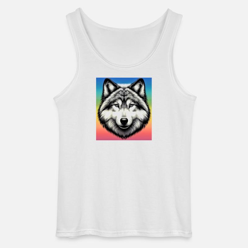 Wolf - Gildan Männer Tank Top - Weiß