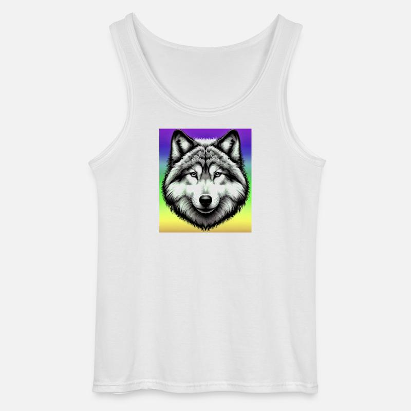 Wolf - Gildan Männer Tank Top - Weiß
