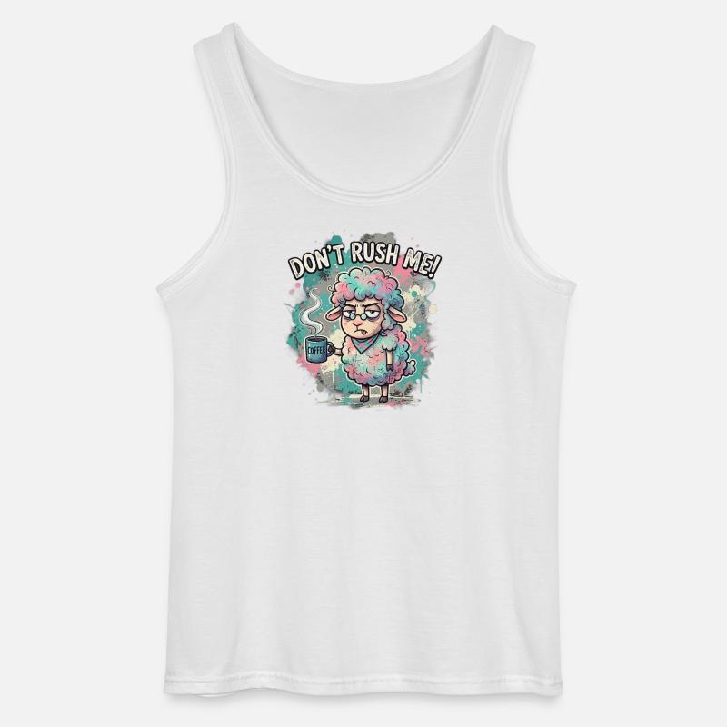 Dont Rush Me Kaffee Schaf Cartoon - Gildan Männer Tank Top - Weiß