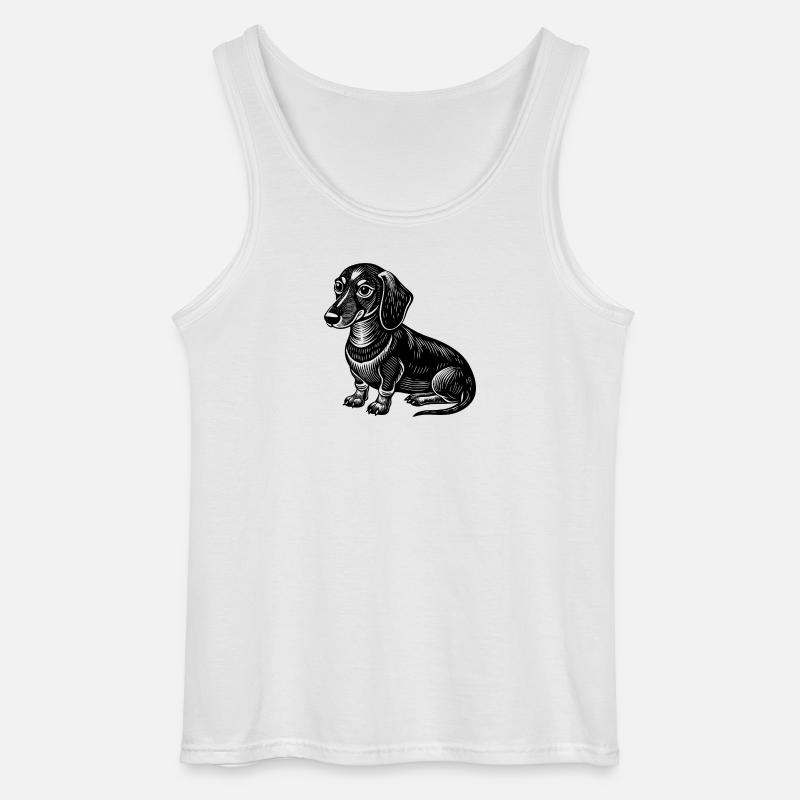 Dackel sitzt - Gildan Männer Tank Top - Weiß