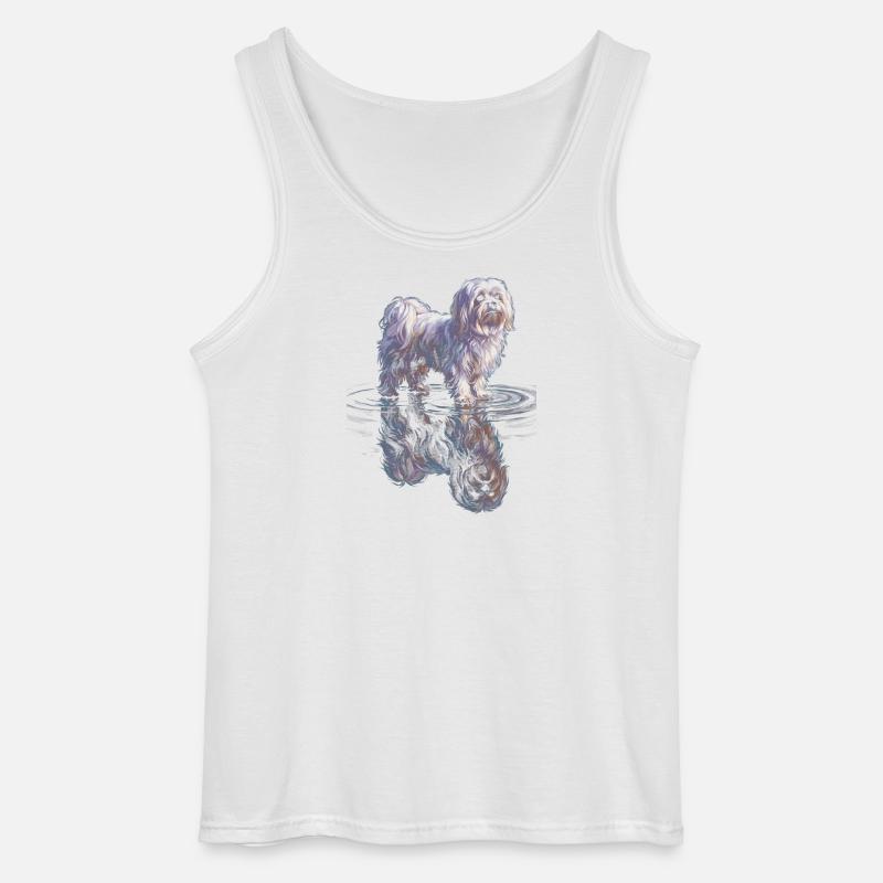 Maltese with water reflection - Gildan Men’s Tank Top - white