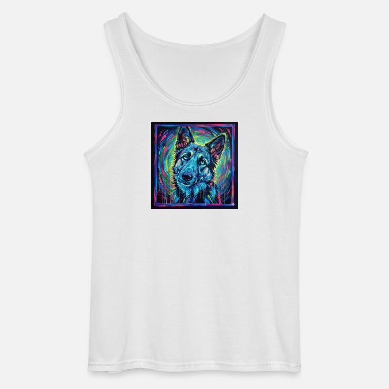 Neon-Wolfsblick - Gildan Männer Tank Top - Weiß