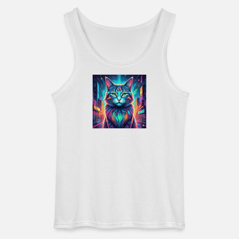 Neonkatze  - Gildan Männer Tank Top - Weiß