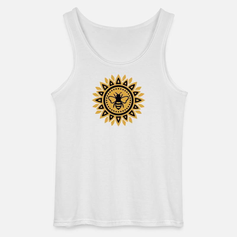 Mandala Bee Boho Yoga Beekeeping Bees - Gildan Men’s Tank Top - white