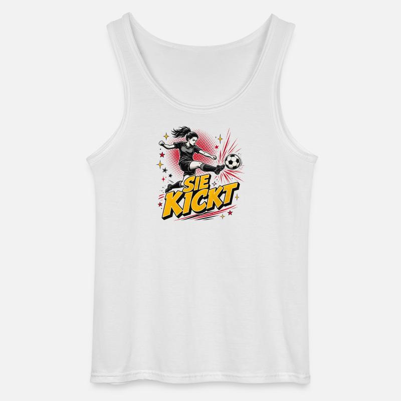 Sie Kickt Comic Fußballheldin - Gildan Männer Tank Top - Weiß