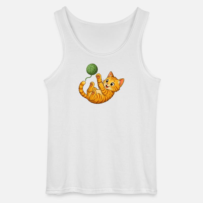Kitten playing with wool - Gildan Men’s Tank Top - white