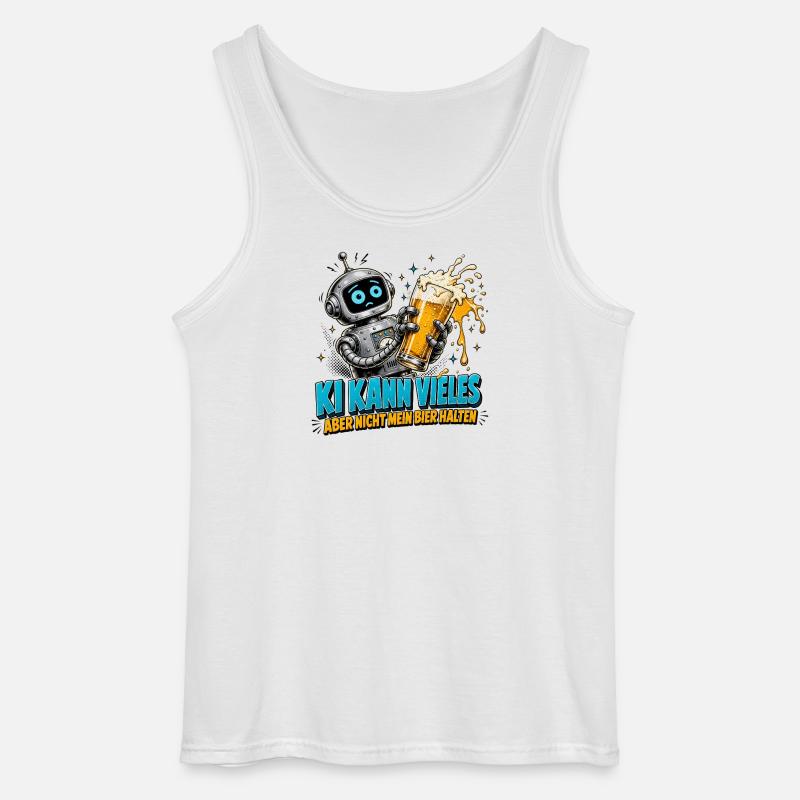Roboter mit Bierglas-Humor - Gildan Männer Tank Top - Weiß