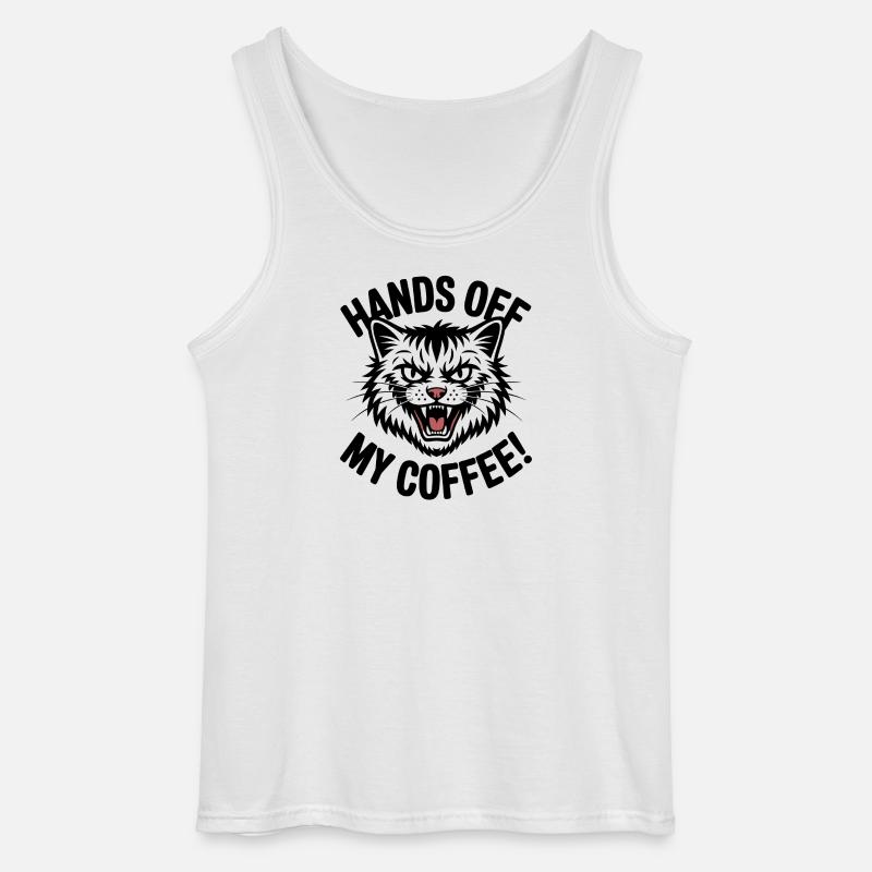 Grumpy Kaffeekatze - Gildan Männer Tank Top - Weiß