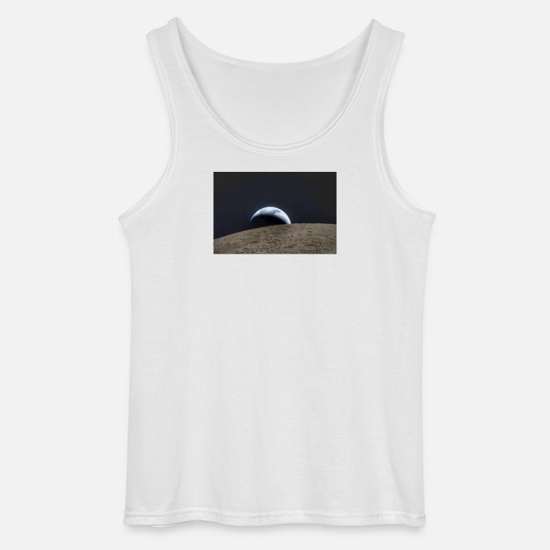 Earth over lunar surface - Gildan Men’s Tank Top - white
