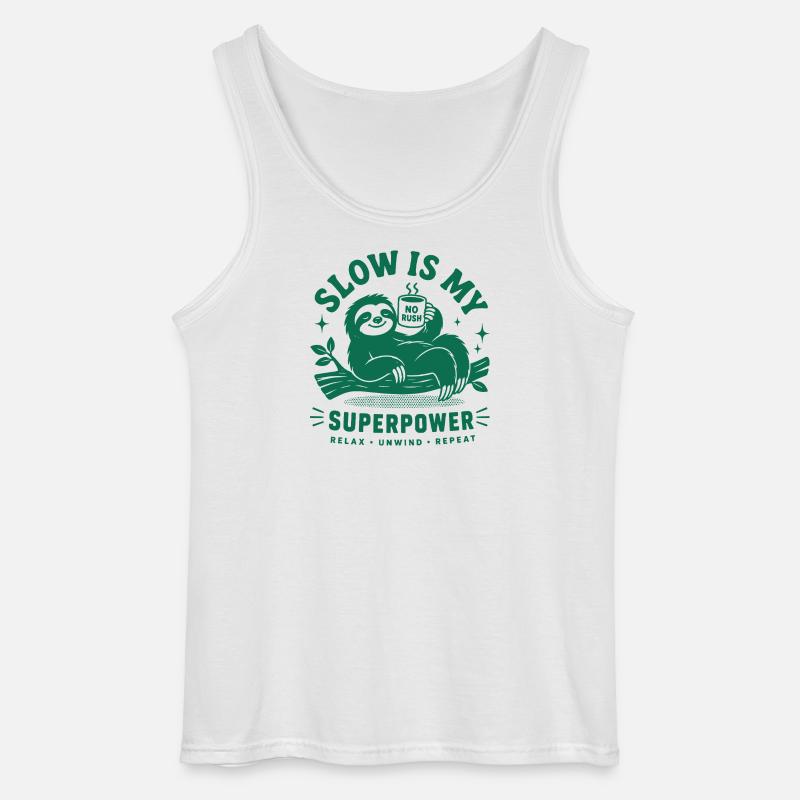 Slow Is My Superpower Sloth - Gildan Männer Tank Top - Weiß