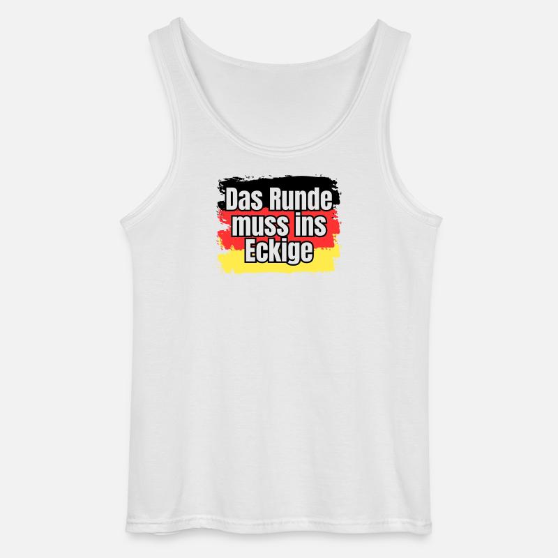 Das Runde muss ins Eckige - Spruch - Gildan Männer Tank Top - Weiß