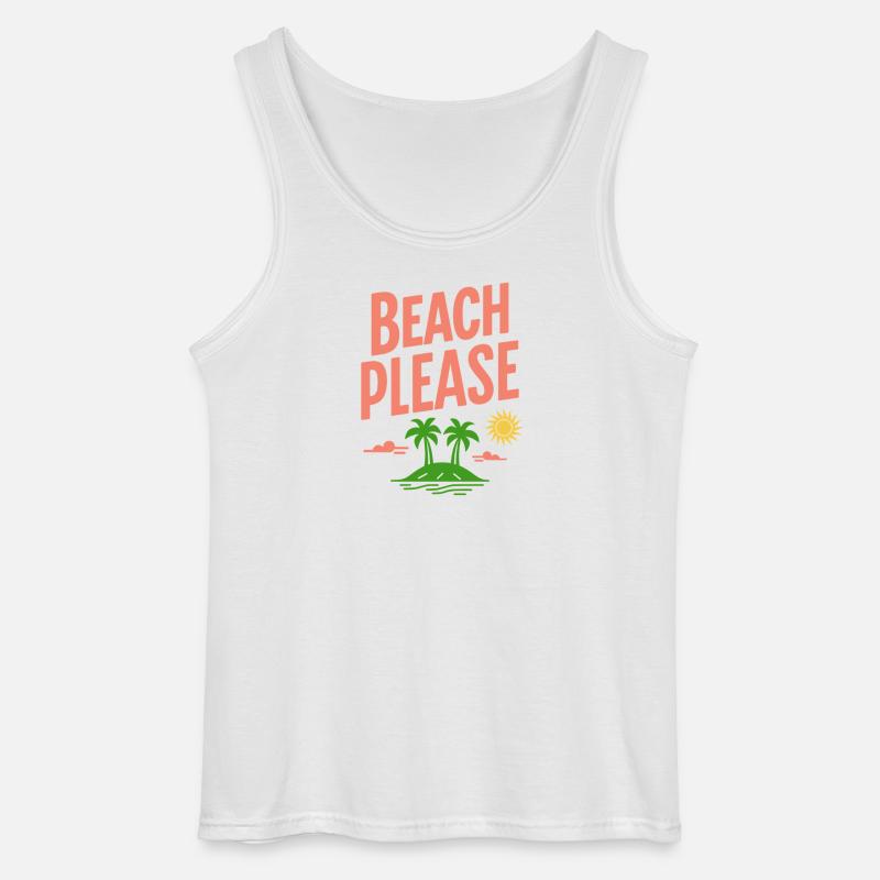 Beach Please Lustiger Strand Spruch Retro - Gildan Männer Tank Top - Weiß