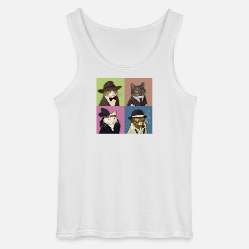 Dapper Cats Quartett - Gildan Männer Tank Top - Weiß