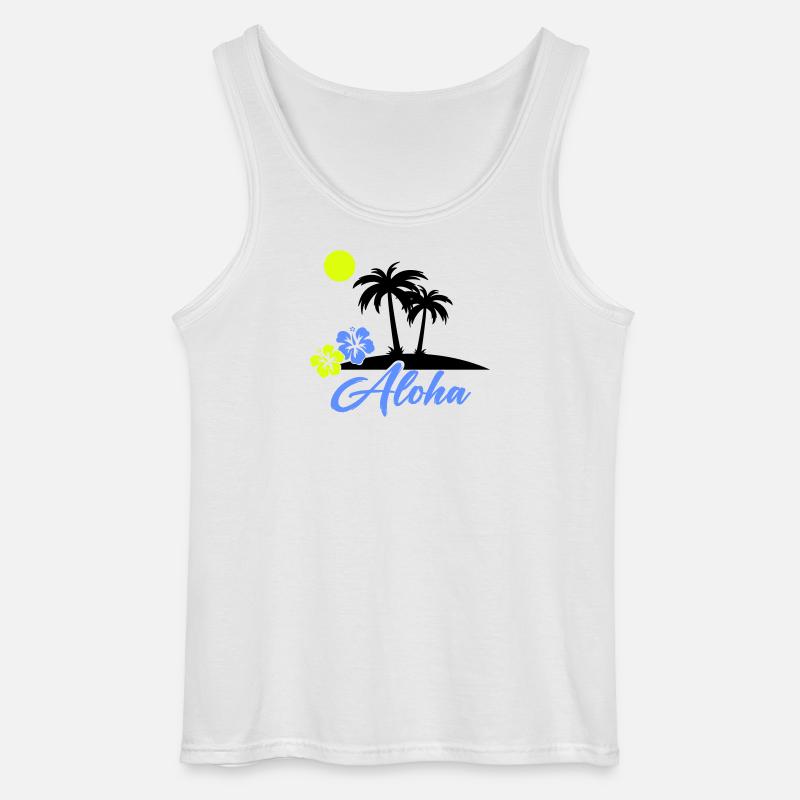 Aloha Hibiskus Neon Script - Gildan Männer Tank Top - Weiß