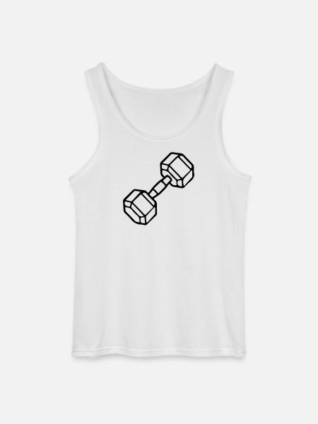 Dumbbell Icon Weights Training - Gildan Men’s Tank Top - white