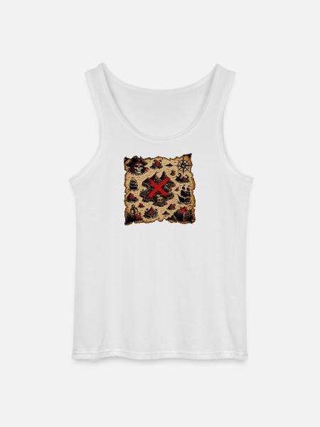 Cursed Pirate Islands Map - Gildan Men’s Tank Top - white
