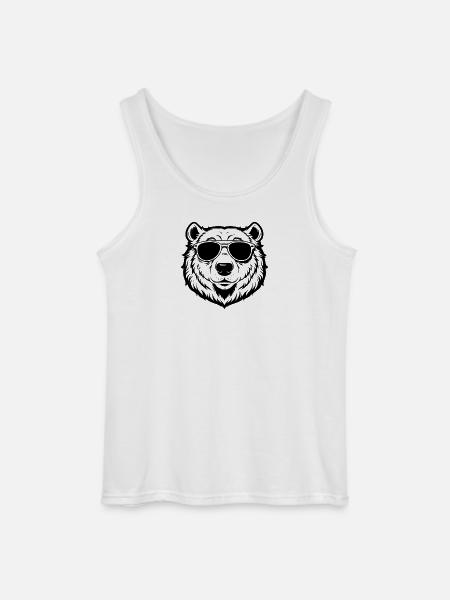 Cool Polar Bear with Sunglasses - Gildan Men’s Tank Top - white