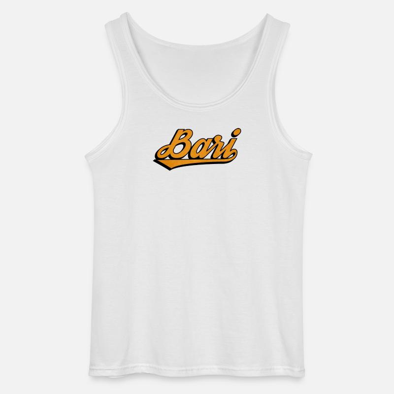 Bari Script: Orange Retro Logo - Gildan Men’s Tank Top - white
