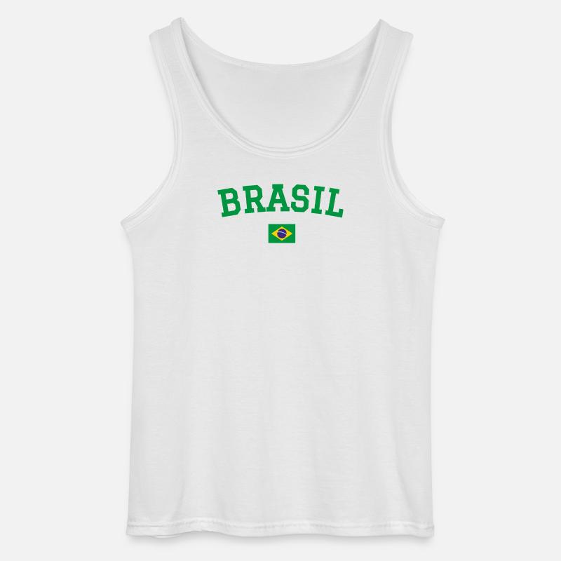 Drapeau du Brésil Conception Vert - Débardeur Gildan Homme - blanc