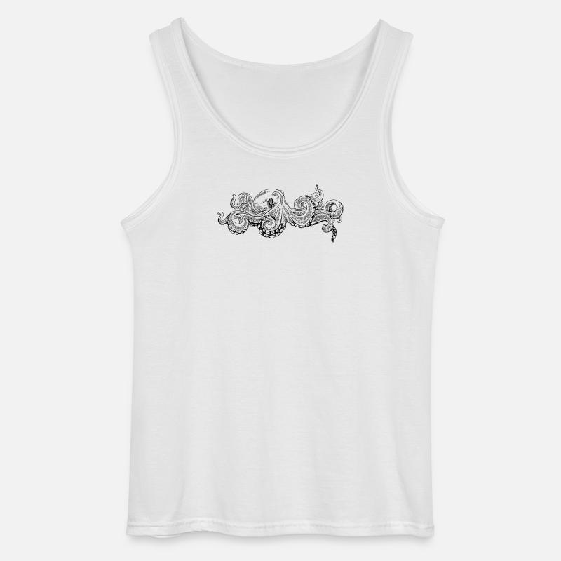 Octopus - Octopus Black Pattern - Gildan Men’s Tank Top - white
