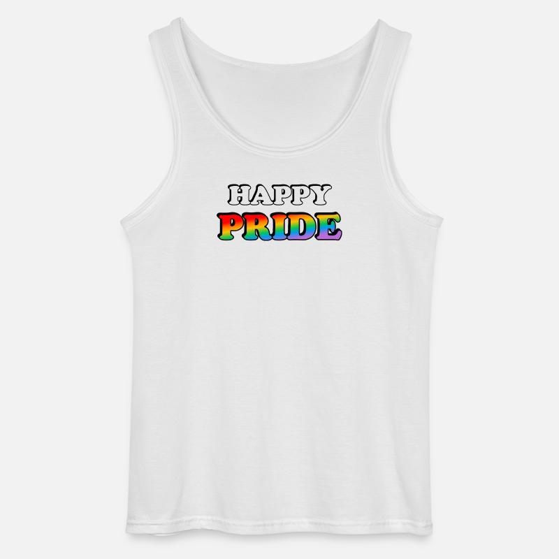Pride Regenbogen Textdesign - Gildan Männer Tank Top - Weiß