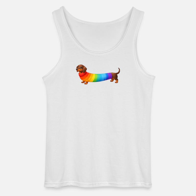 Dackel mit Regenbogen Pullover  - Gildan Männer Tank Top - Weiß
