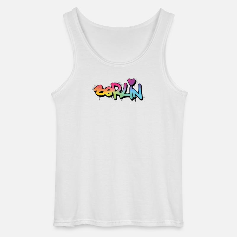 Berlin Graffiti Regenbogen Schrift - Gildan Männer Tank Top - Weiß
