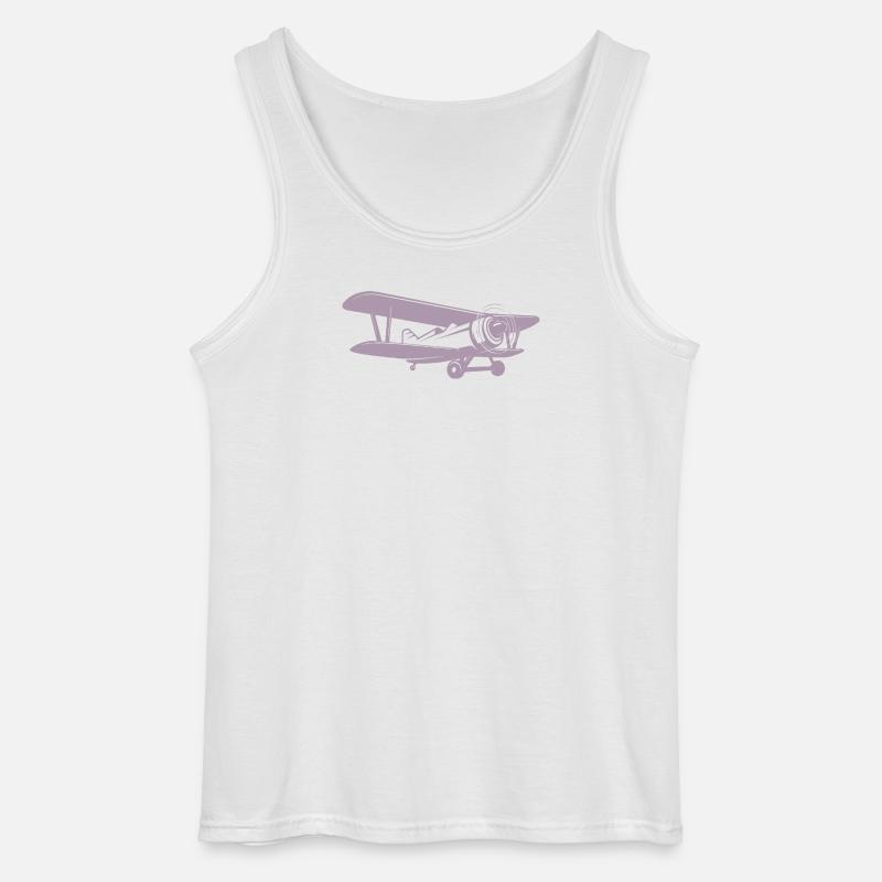 Doppeldecker Pilot Retro Minimalistisch - Gildan Männer Tank Top - Weiß