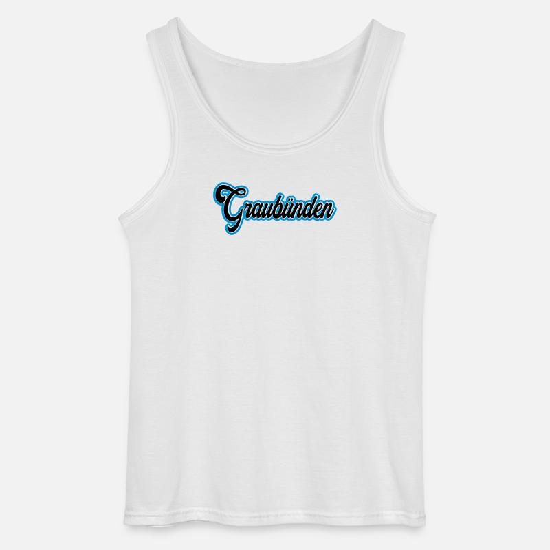 Graubünden Script mit Blau Outline - Gildan Männer Tank Top - Weiß