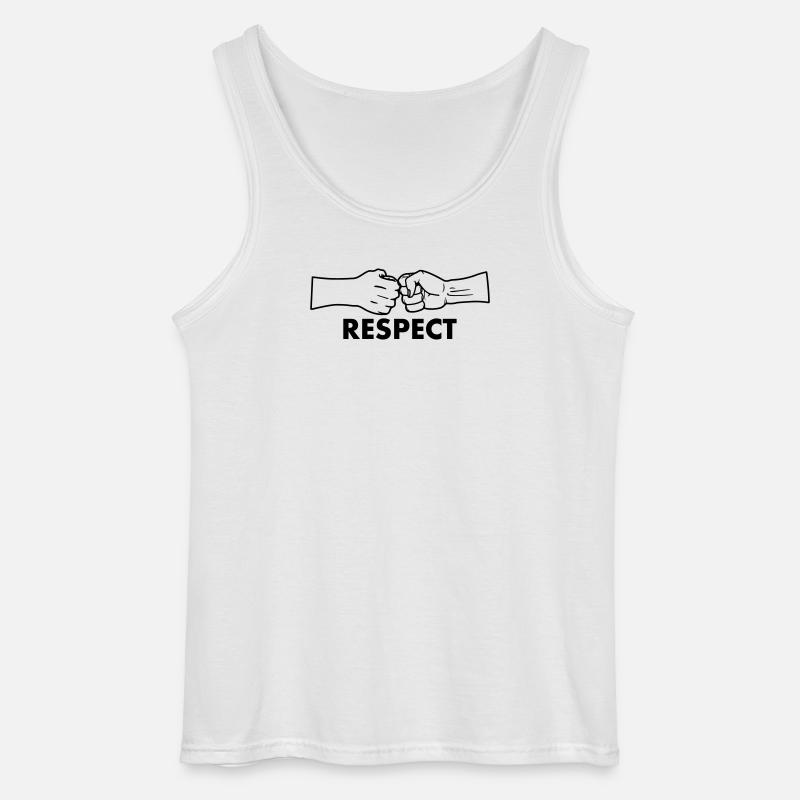 Respect two fists with text 'RESPECT' - Gildan Men’s Tank Top - white