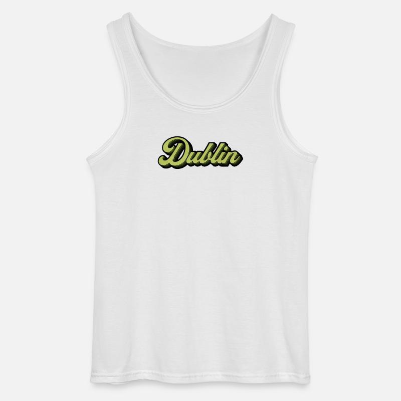 Dublin Retro Script in Lime - Gildan Männer Tank Top - Weiß
