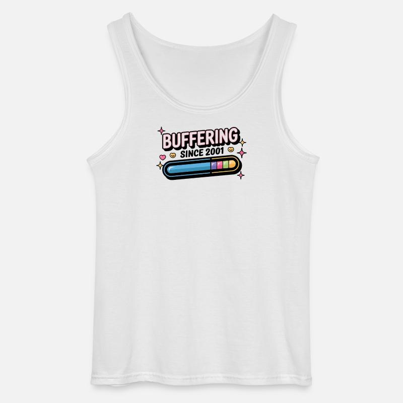 Y2K Retro – Buffering Since 2001 - Gildan Männer Tank Top - Weiß