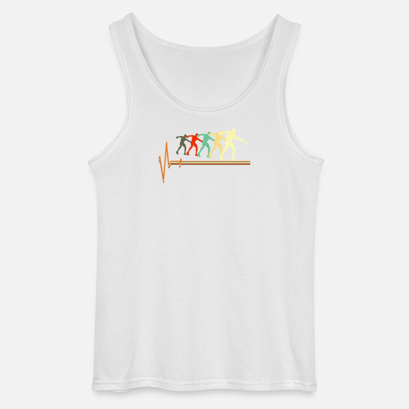 Shot Put Evolution Retro Herzschlag Pulskunst - Gildan Männer Tank Top - Weiß