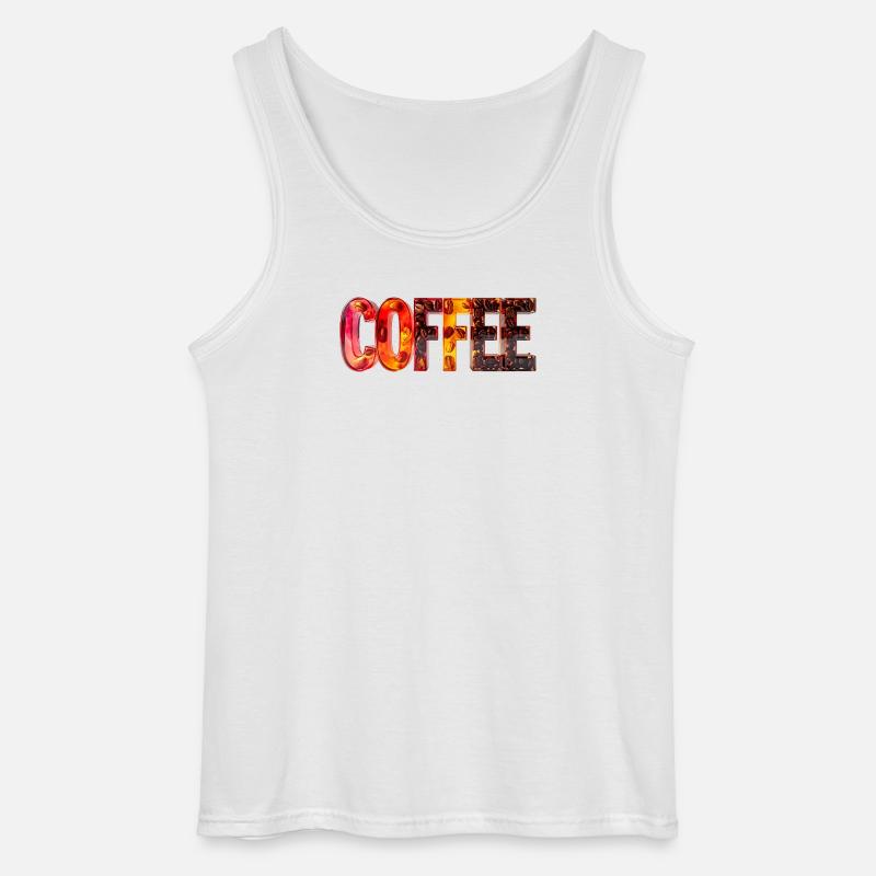 COFFEE – Glasbuchstaben mit Kaffeebohnen - Gildan Männer Tank Top - Weiß