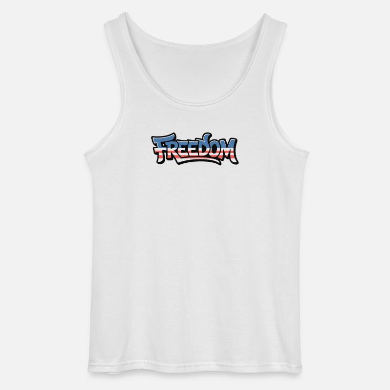 Freedom Typografie Statement Design - Gildan Männer Tank Top - Weiß