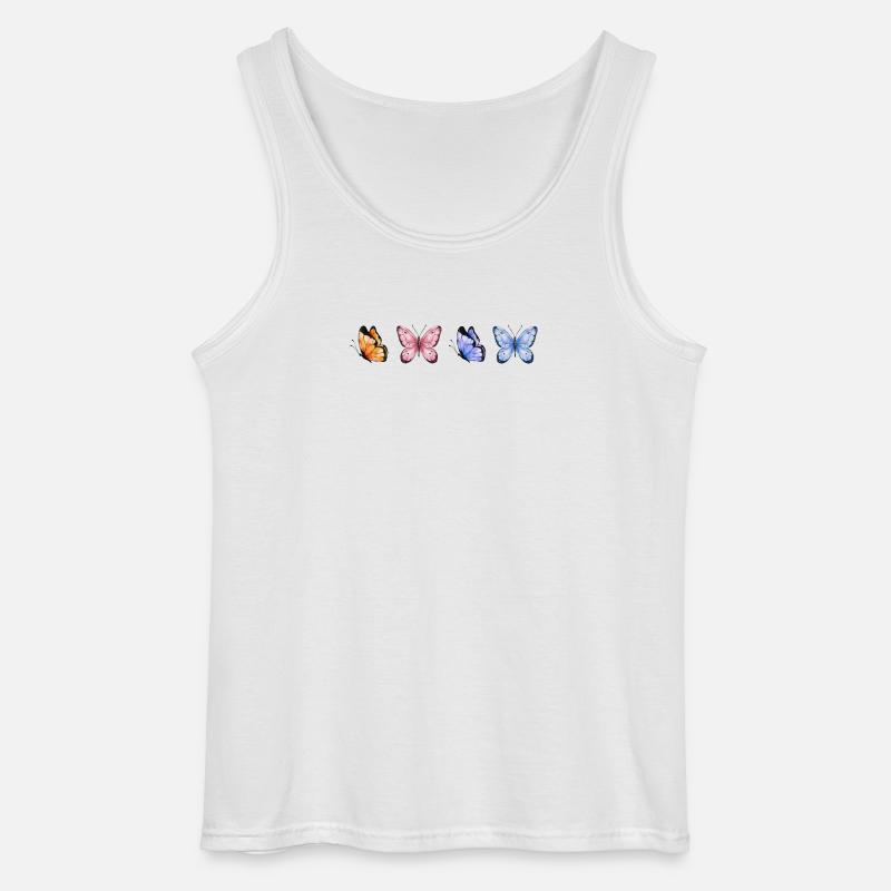Bunte Schmetterlinge Quartet - Gildan Männer Tank Top - Weiß