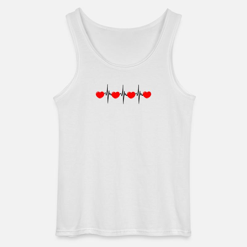 Herzfrequenz hartes rotes Cardio-EKG - Gildan Männer Tank Top - Weiß