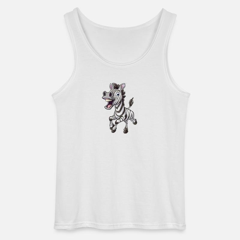 Fröhliches Zebra Mit Einem Lächeln - Gildan Männer Tank Top - Weiß