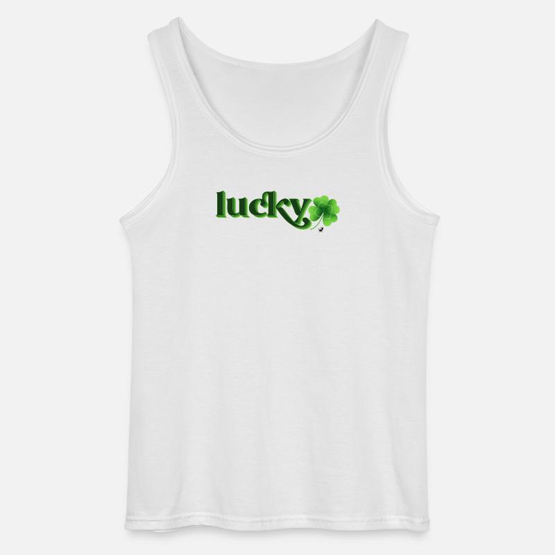 Vierblättrige Kleeblatt Abbildung mit Inschrift - Gildan Männer Tank Top - Weiß