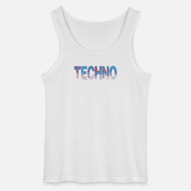 Techno Distressed Text Art - Gildan Männer Tank Top - Weiß