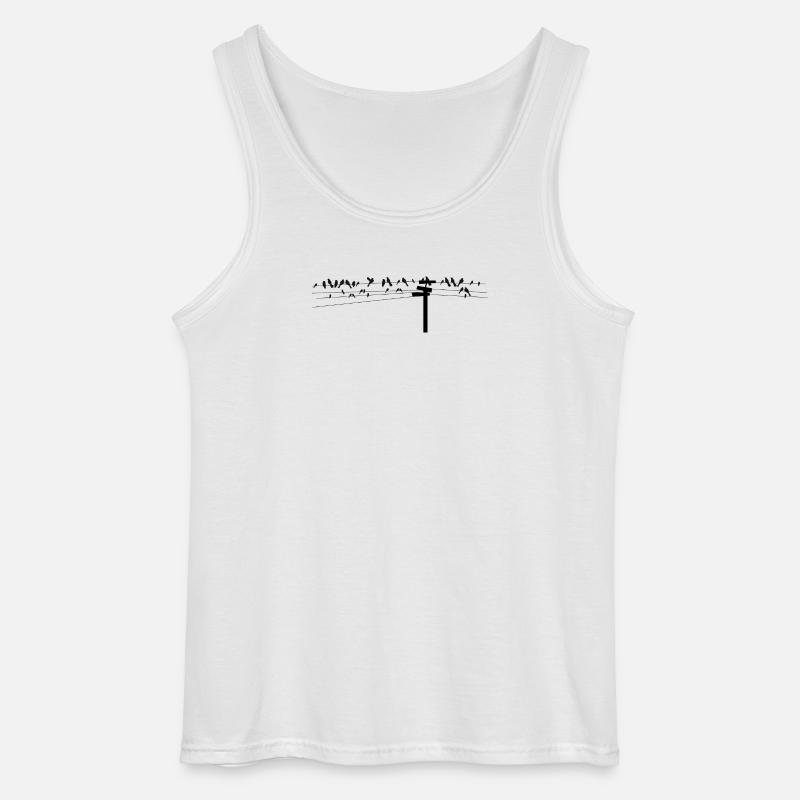 Vögel sitzen gemeinsam auf einer Stromleitung - Gildan Männer Tank Top - Weiß