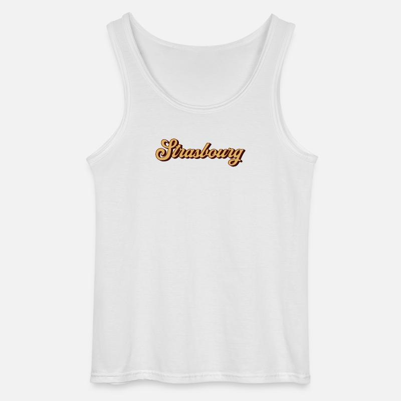 Strasbourg Script Souvenir - Gildan Männer Tank Top - Weiß