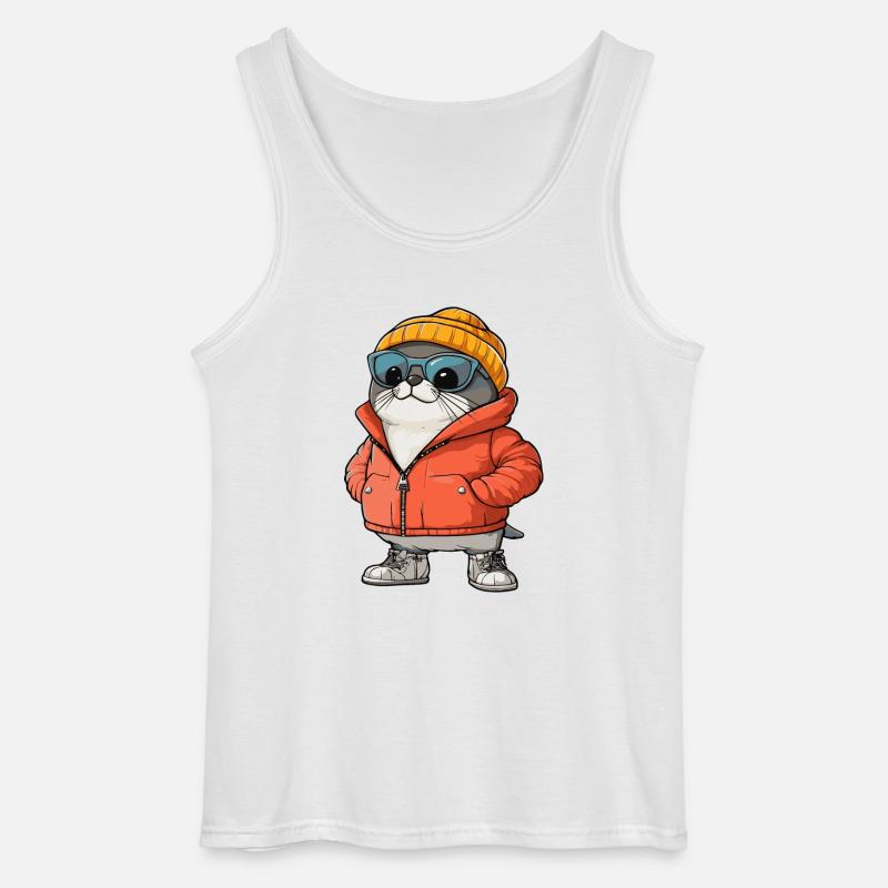 Robbe Tier Winter Comic - Gildan Männer Tank Top - Weiß