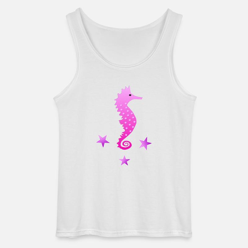 rosa Seepferdchen Wasserratte Schwimmabzeichen - Gildan Männer Tank Top - Weiß